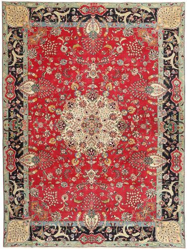 Håndknyttet. Opphav: Persia / Iran Orientalsk Tabriz Patina Signert: Bradaran Teppe 283X385 Mørk Rød/Mørk Brun Stort (Ull, Persia/Iran)