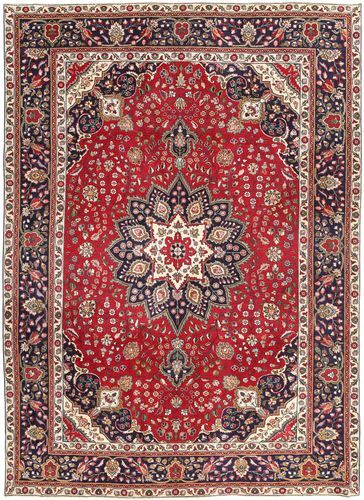 Håndknyttet. Opphav: Persia / Iran Persisk Tabriz Patina Teppe 250X344 Mørk Rød/Mørk Brun Stort (Ull, Persia/Iran)