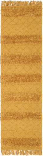 RugVista Flossteppe Håndvevd Teppe Kelim Berber Ibiza - Mustard Yellow 80X300 Teppeløpere Gul/Lysbrun (Ull, India)