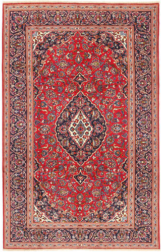 Håndknyttet. Opphav: Persia / Iran 205X318 Keshan Teppe Ekte Orientalsk Håndknyttet Mørk Rød/Rust (Ull, Persia/Iran)