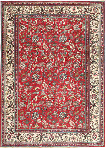 Håndknyttet. Opphav: Persia / Iran Ekte Teppe Tabriz Patina 248X344 Mørk Rød/Beige (Ull, Persia/Iran)