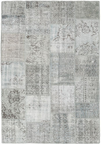 Håndknyttet. Opphav: Turkey 158X231 Patchwork Teppe Ekte Moderne Håndknyttet Lys Grå/Turkis Blå (Ull, Tyrkia)