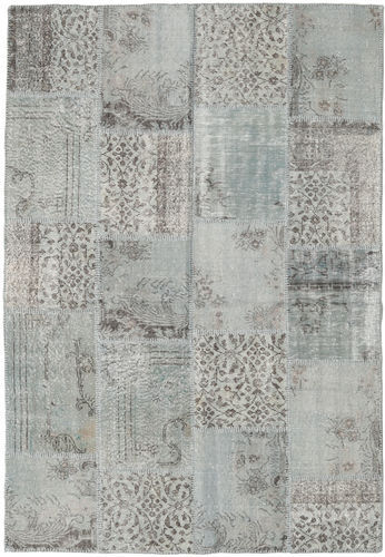 Håndknyttet. Opphav: Turkey 160X232 Patchwork Teppe Ekte Moderne Håndknyttet Lys Grå/Turkis Blå (Ull, Tyrkia)