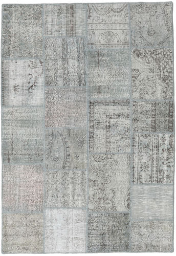 Håndknyttet. Opphav: Turkey 160X231 Patchwork Teppe Ekte Moderne Håndknyttet Lys Grå/Lysgrønn (Ull, Tyrkia)