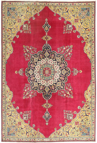 Håndknyttet. Opphav: Persia / Iran 220X318 Tabriz Patina Teppe Ekte Orientalsk Håndknyttet Rød (Ull, Persia/Iran)