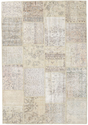 Håndknyttet. Opphav: Turkey Patchwork Teppe 159X231 Ekte Moderne Håndknyttet Lys Grå/Mørk Beige (Ull, Tyrkia)