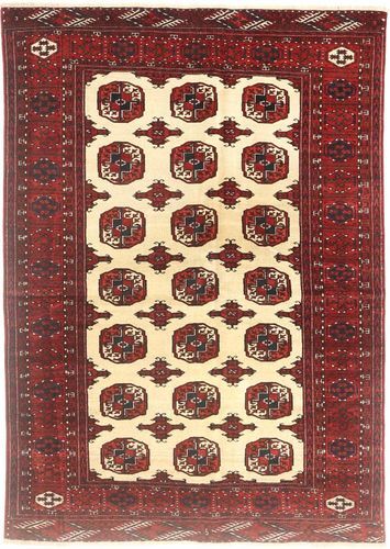 Håndknyttet. Opphav: Persia / Iran Persisk Turkaman Teppe 138X194 Mørk Rød/Beige (Ull, Persia/Iran)