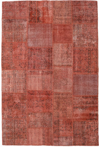 Håndknyttet. Opphav: Turkey Patchwork Teppe 197X300 Mørk Rød (Ull, Tyrkia)