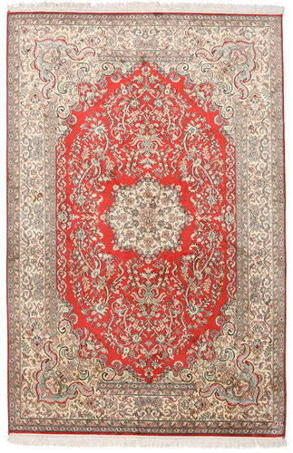 Håndknyttet. Opphav: India 124X190 Orientalsk Kashmir Ren Silke Teppe Lys Grå/Hvit/Creme (Silke, India)