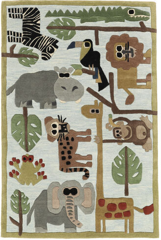 RugVista Zoo Handtufted Teppe 170X240 Ull Lys Grå/Lys Blå