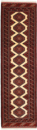 Håndknyttet. Opphav: Persia / Iran 84X288 Orientalsk Turkaman Teppe Teppeløpere Mørk Rød/Beige (Ull, Persia/Iran)