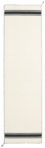 RugVista Håndvevd Teppe Ernst - Off White/Svart 80X300 Teppeløpere Beige (Ull, India)