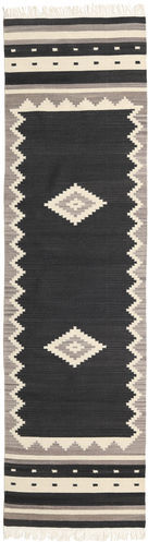 RugVista Teppeløpere Tribal 80X300 Håndvevd Orientalsk Ull Svart/Beige