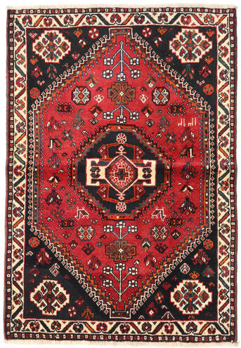 Håndknyttet. Opphav: Persia / Iran Orientalsk Shiraz Teppe 106X154 Svart/Mørk Rød (Ull, Persia/Iran)