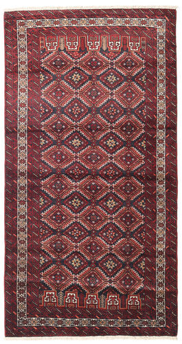Håndknyttet. Opphav: Persia / Iran 103X196 Orientalsk Beluch Teppe Mørk Rød/Mørk Brun (Ull, Persia/Iran)