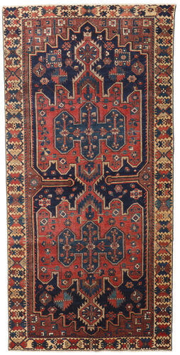Håndknyttet. Opphav: Persia / Iran Orientalsk Bakhtiar Patina Teppe 145X303 Teppeløpere Mørk Rød/Mørk Grå/Mørk Blå (Ull, Persia/Iran)