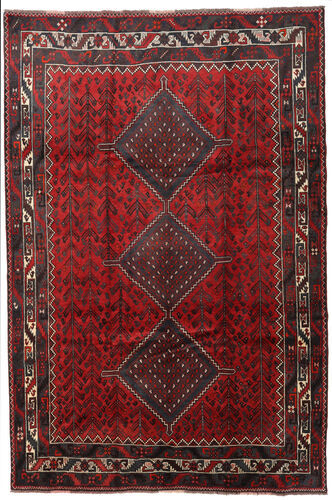 Håndknyttet. Opphav: Persia / Iran 215X315 Shiraz Teppe Ekte Orientalsk Håndknyttet Mørk Rød/Mørk Brun (Ull, Persia/Iran)