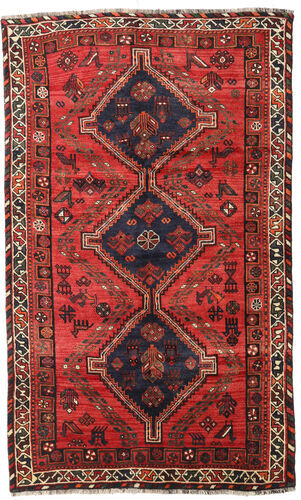 Håndknyttet. Opphav: Persia / Iran 153X251 Shiraz Teppe Ekte Orientalsk Håndknyttet Mørk Brun/Mørk Rød (Ull, Persia/Iran)