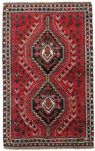 Håndknyttet. Opphav: Persia / Iran Ekte Teppe Shiraz 82X127 Mørk Brun/Mørk Rød (Ull, Persia/Iran)