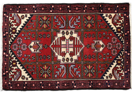 Håndknyttet. Opphav: Persia / Iran 82X120 Orientalsk Hamadan Teppe Mørk Rød/Mørk Brun (Ull, Persia/Iran)