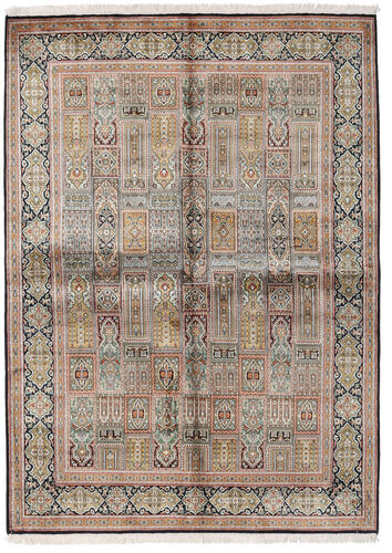 Håndknyttet. Opphav: India 155X214 Orientalsk Kashmir Ren Silke Teppe Lys Grå/Brun (Silke, India)