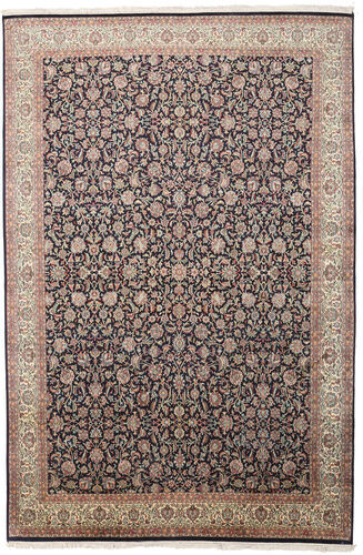 Håndknyttet. Opphav: India Orientalsk Kashmir Ren Silke Teppe 211X319 Lys Grå/Svart (Silke, India)