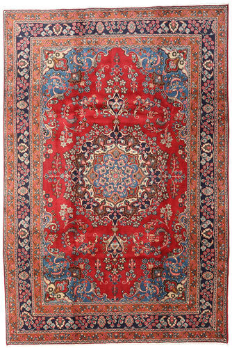 Håndknyttet. Opphav: Persia / Iran Orientalsk Mashad Teppe 200X298 Mørk Rød/Rust (Ull, Persia/Iran)