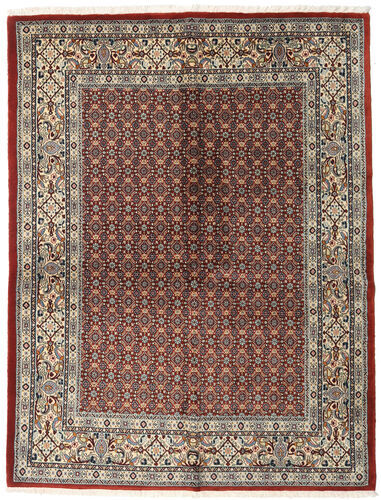 Håndknyttet. Opphav: Persia / Iran Håndknyttet Teppe Moud 151X198 Lys Grå/Mørk Rød (Ull/Silke, Persia/Iran)