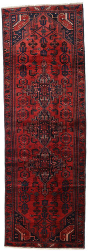 Håndknyttet. Opphav: Persia / Iran 105X313 Orientalsk Hamadan Teppe Teppeløpere Mørk Rød (Ull, Persia/Iran)