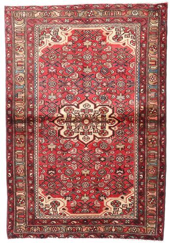 Håndknyttet. Opphav: Persia / Iran 112X163 Orientalsk Hosseinabad Teppe Mørk Rød/Beige (Ull, Persia/Iran)