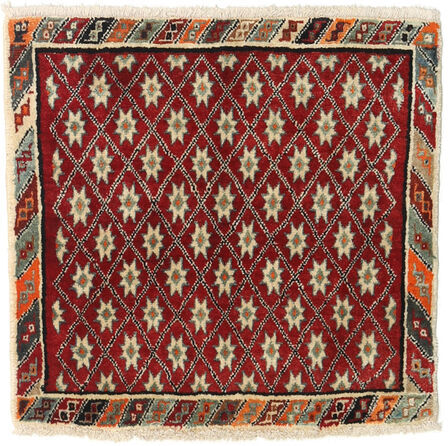 Håndknyttet. Opphav: Persia / Iran Ghashghai Teppe 57X60 Kvadratisk Mørk Rød/Olivengrønn (Ull, Persia/Iran)