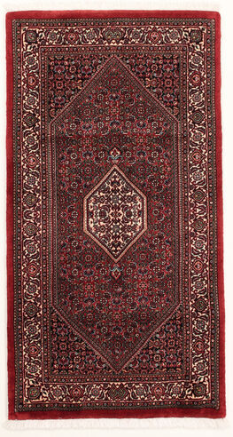 Håndknyttet. Opphav: Persia / Iran Bidjar Med Silke Teppe 73X138 Mørk Rød/Beige (Ull/Silke, Persia/Iran)