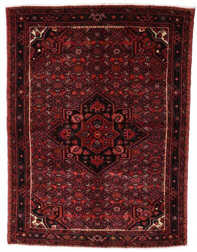 Håndknyttet. Opphav: Persia / Iran Persisk Hosseinabad Teppe 150X200 Mørk Brun/Mørk Rød (Ull, Persia/Iran)