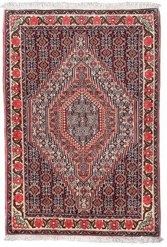 Håndknyttet. Opphav: Persia / Iran 75X110 Orientalsk Senneh Teppe Mørk Brun/Mørk Rød (Ull, Persia/Iran)