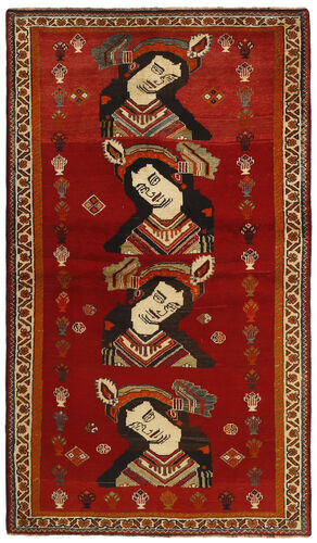 Håndknyttet. Opphav: Persia / Iran Ghashghai Teppe 119X212 Rød/Mørk Rød (Ull, Persia/Iran)