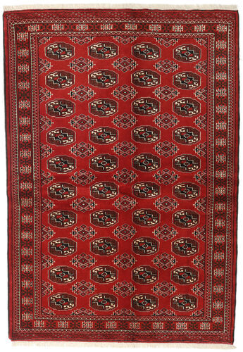 Håndknyttet. Opphav: Persia / Iran 134X191 Turkaman Teppe Ekte Orientalsk Håndknyttet Mørk Rød/Rust (Ull, Persia/Iran)