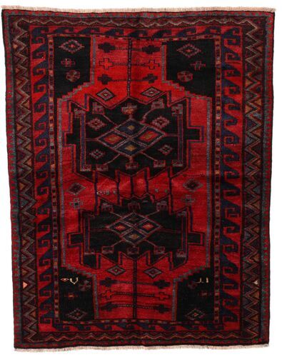Håndknyttet. Opphav: Persia / Iran Lori Teppe 151X191 Ekte Orientalsk Håndknyttet Mørk Rød/Rød (Ull, Persia/Iran)