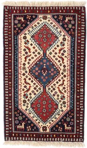 Håndknyttet. Opphav: Persia / Iran Håndknyttet Teppe Yalameh 61X100 Mørk Rød/Beige (Ull, Persia/Iran)