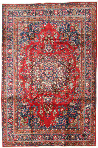 Håndknyttet. Opphav: Persia / Iran Mashad Teppe 196X294 Mørk Rød/Mørk Grå (Ull, Persia/Iran)