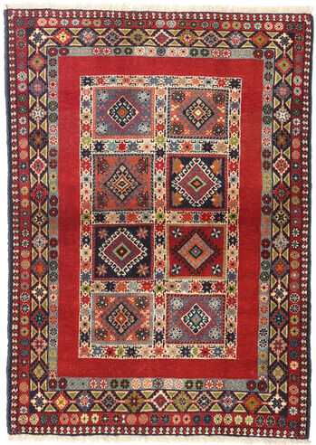 Håndknyttet. Opphav: Persia / Iran Håndknyttet Teppe Yalameh 102X144 Rust/Mørk Brun (Ull, Persia/Iran)