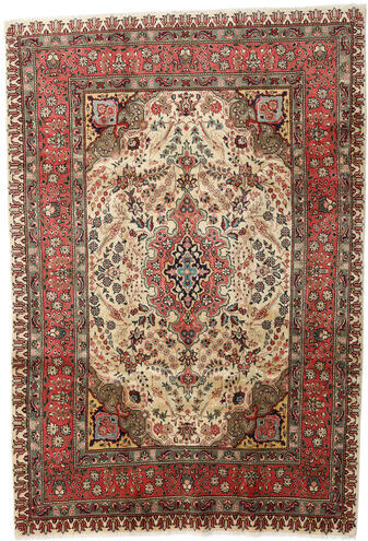 Håndknyttet. Opphav: Persia / Iran Ekte Teppe Tabriz 207X298 Mørk Brun/Lysbrun (Ull, Persia/Iran)