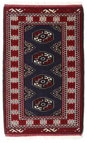 Håndknyttet. Opphav: Persia / Iran Persisk Turkaman Teppe 63X98 Svart/Mørk Rød (Ull, Persia/Iran)