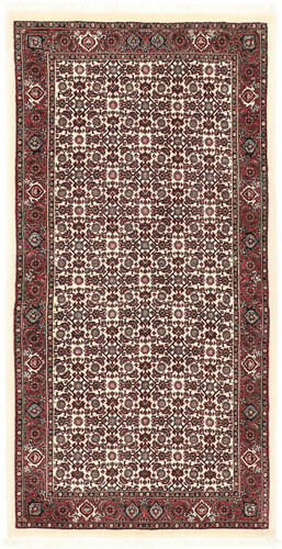 Håndknyttet. Opphav: Persia / Iran Håndknyttet Teppe Bidjar Med Silke 70X142 Mørk Rød/Beige (Ull/Silke, Persia/Iran)
