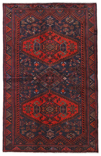 Håndknyttet. Opphav: Persia / Iran Hamadan Teppe 128X202 Ekte Orientalsk Håndknyttet Svart/Mørk Rød (Ull, Persia/Iran)