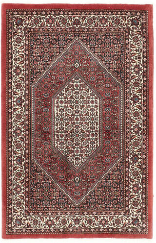 Håndknyttet. Opphav: Persia / Iran Håndknyttet Teppe Bidjar Med Silke 95X146 Mørk Brun/Mørk Rød (Ull/Silke, Persia/Iran)