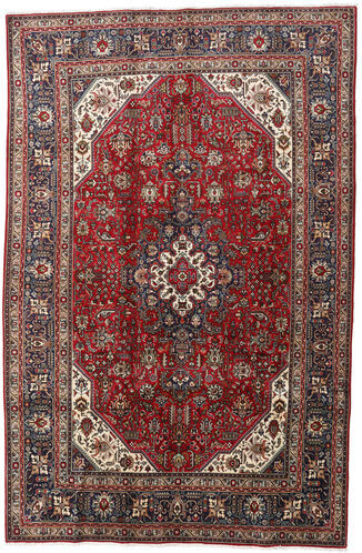 Håndknyttet. Opphav: Persia / Iran 197X300 Orientalsk Tabriz Teppe Mørk Rød/Mørk Brun (Ull, Persia/Iran)