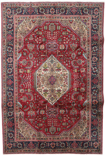 Håndknyttet. Opphav: Persia / Iran 197X293 Orientalsk Tabriz Teppe Mørk Brun/Mørk Rød (Ull, Persia/Iran)