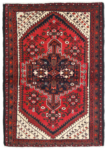 Håndknyttet. Opphav: Persia / Iran Håndknyttet Teppe Hamadan 100X148 Mørk Rød/Rød (Ull, Persia/Iran)