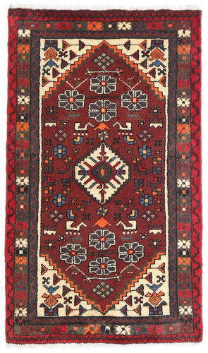 Håndknyttet. Opphav: Persia / Iran Orientalsk Hamadan Teppe 75X130 Mørk Brun/Mørk Rød (Ull, Persia/Iran)