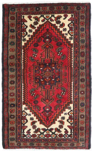 Håndknyttet. Opphav: Persia / Iran Orientalsk Hamadan Teppe 80X127 Mørk Rød/Svart (Ull, Persia/Iran)